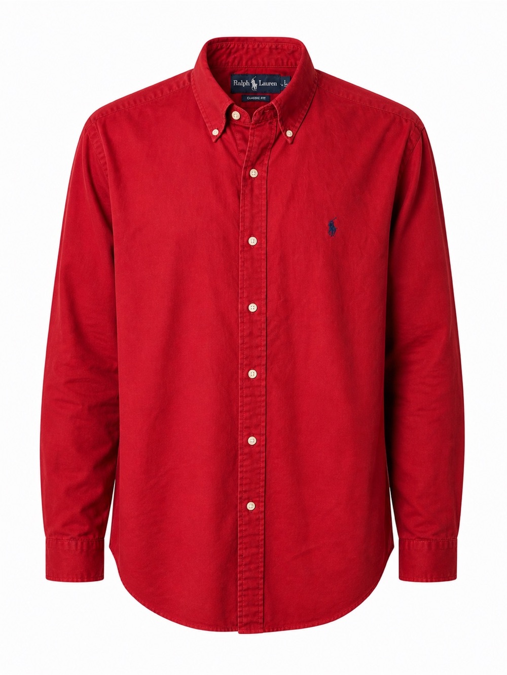 Ralph Lauren Button Down Shirt Red Classic Fit Size Large L Pony Logo Cotton